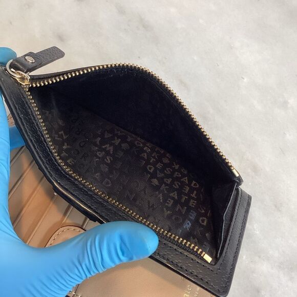 Kate Spade Cross Grain Leather Slim Sleek Snap & Zip Clutch Wallet - Picture 12 of 16